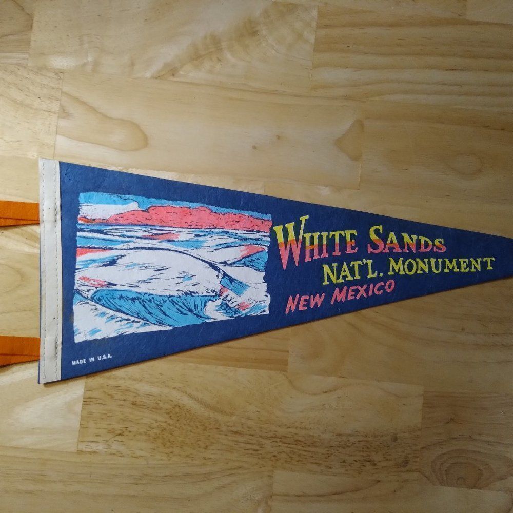 Vintage White Sands National Monument New Mexico Pennant Flag Felt Neon